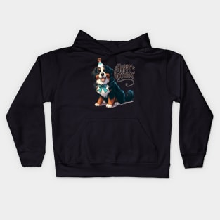 Cute Bernese Mountain Dog Happy Birthday Party Kids Hoodie